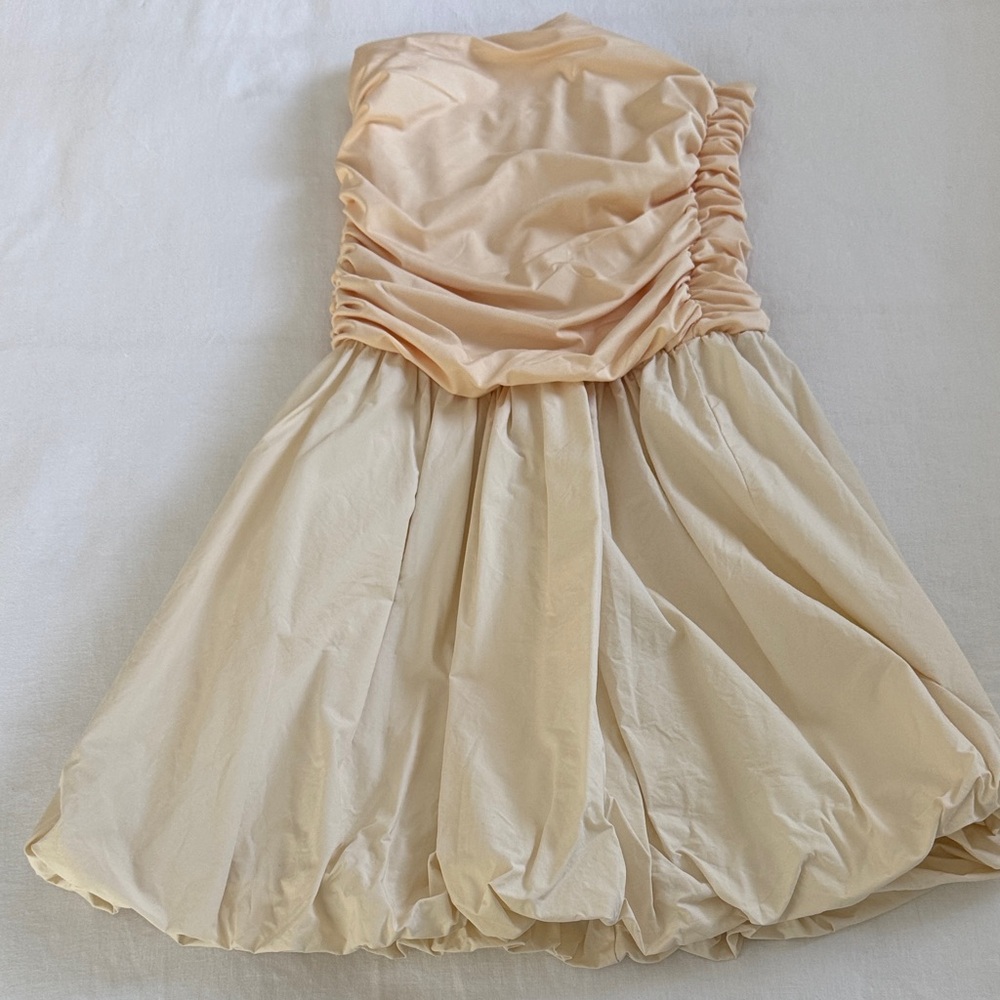 Strapless Cream Bubble Dress